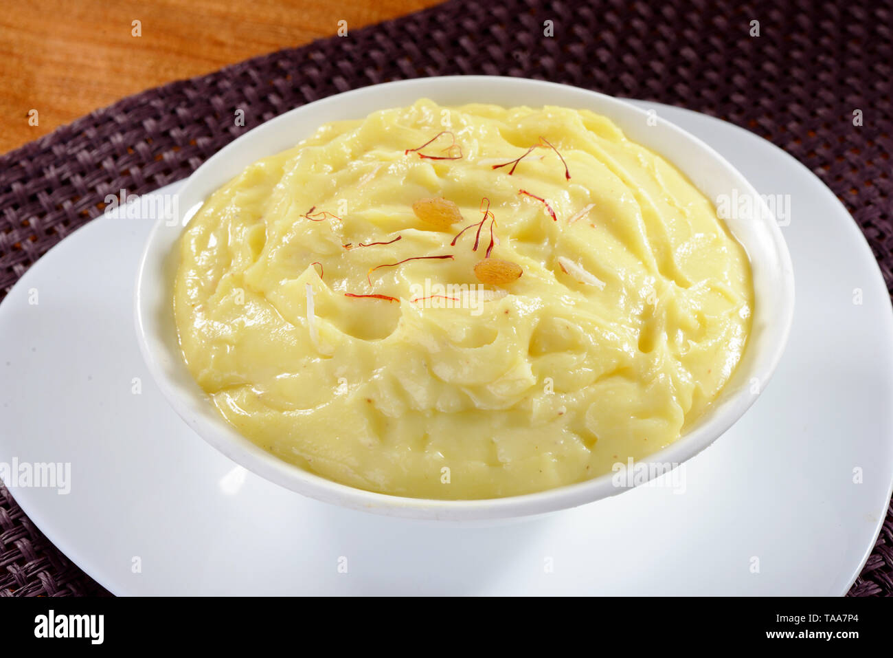 Indian sweet dish Shrikhand with saffron ; India ; Asia Stock Photo Alamy