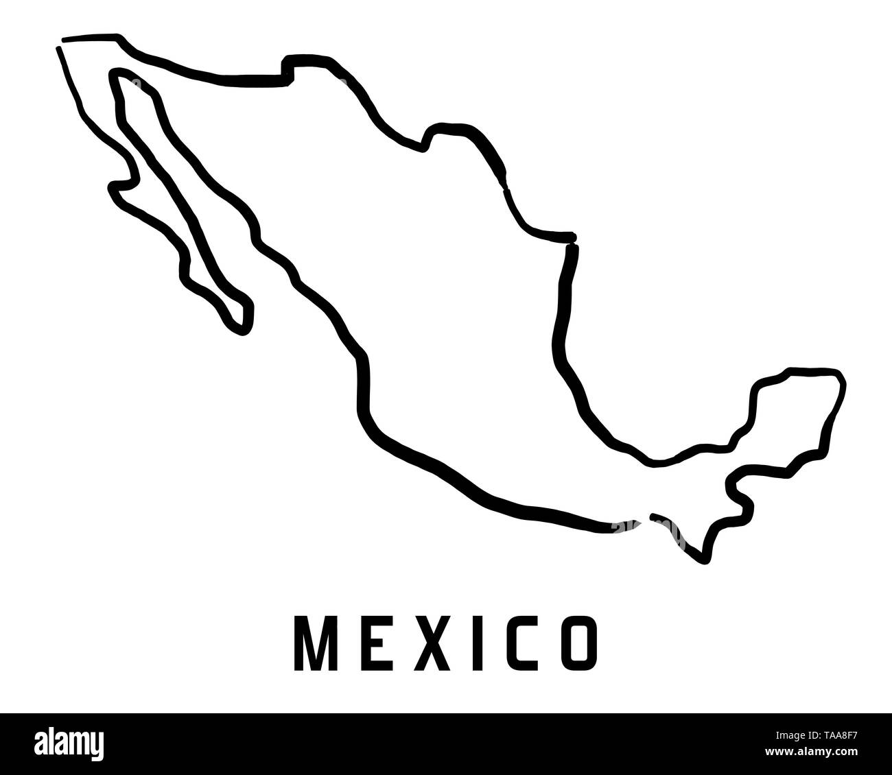 Mexico map outline - smooth simplified country shape map vector. Stock Vector