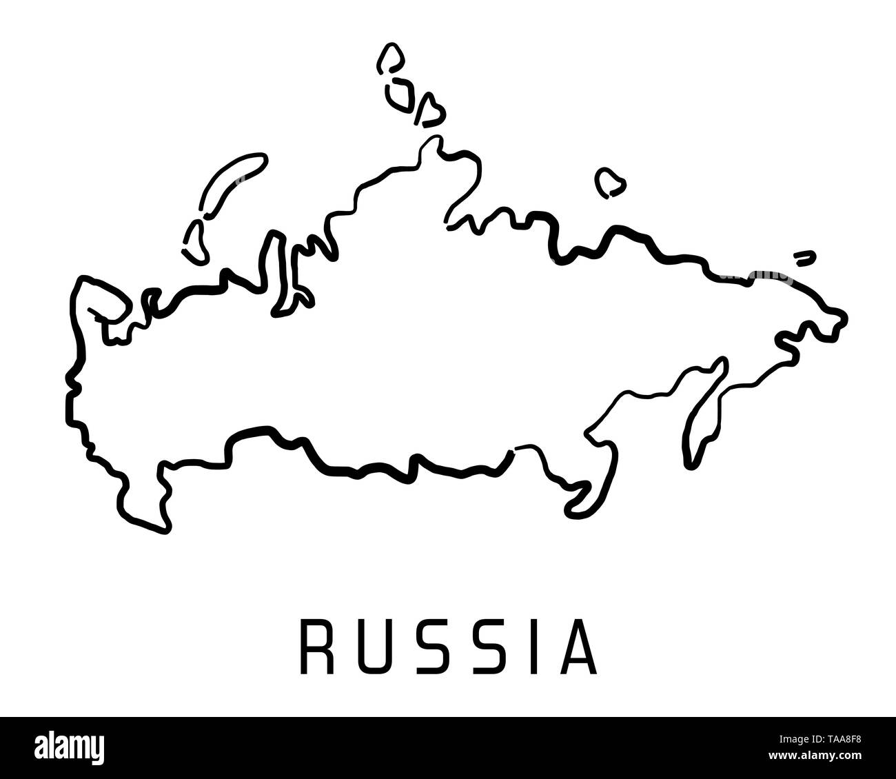 Russia map outline - smooth simplified country shape map vector. Stock Vector