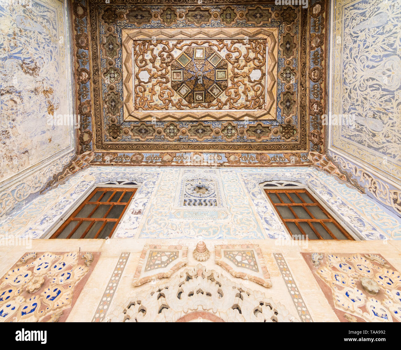 Ornate ceiling in Beiteddine Palace, Lebanon Stock Photo