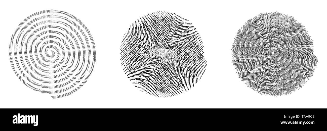 Isolated distress circle textures set. Grunge Spiral And round stamp ...