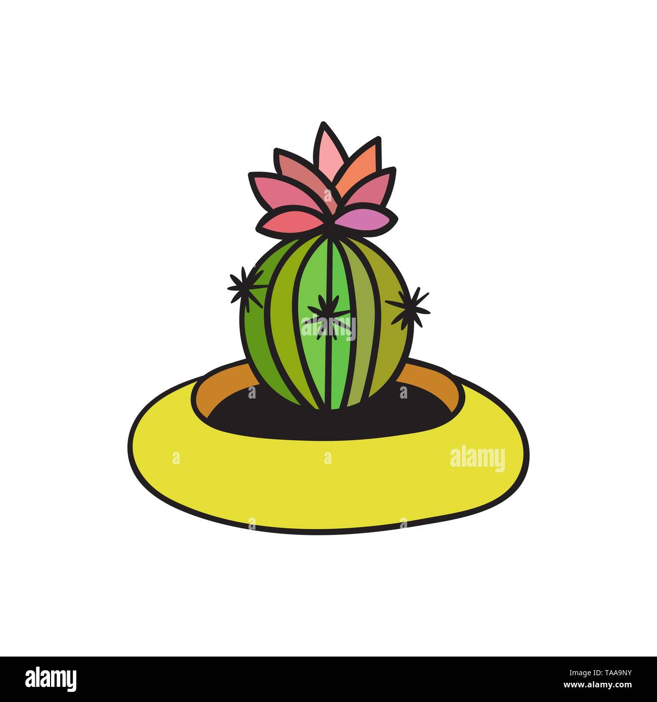 Cactus with black contour. Vector illustration Stock Vector Image & Art ...