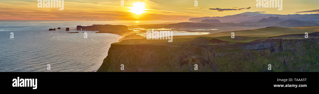 Sunset, Reynisdrangar, South Coast, Iceland Stock Photo