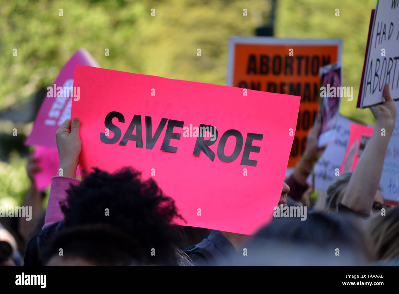 People in New York City protesting abortion bans sweeping across parts of the United States Stock Photo