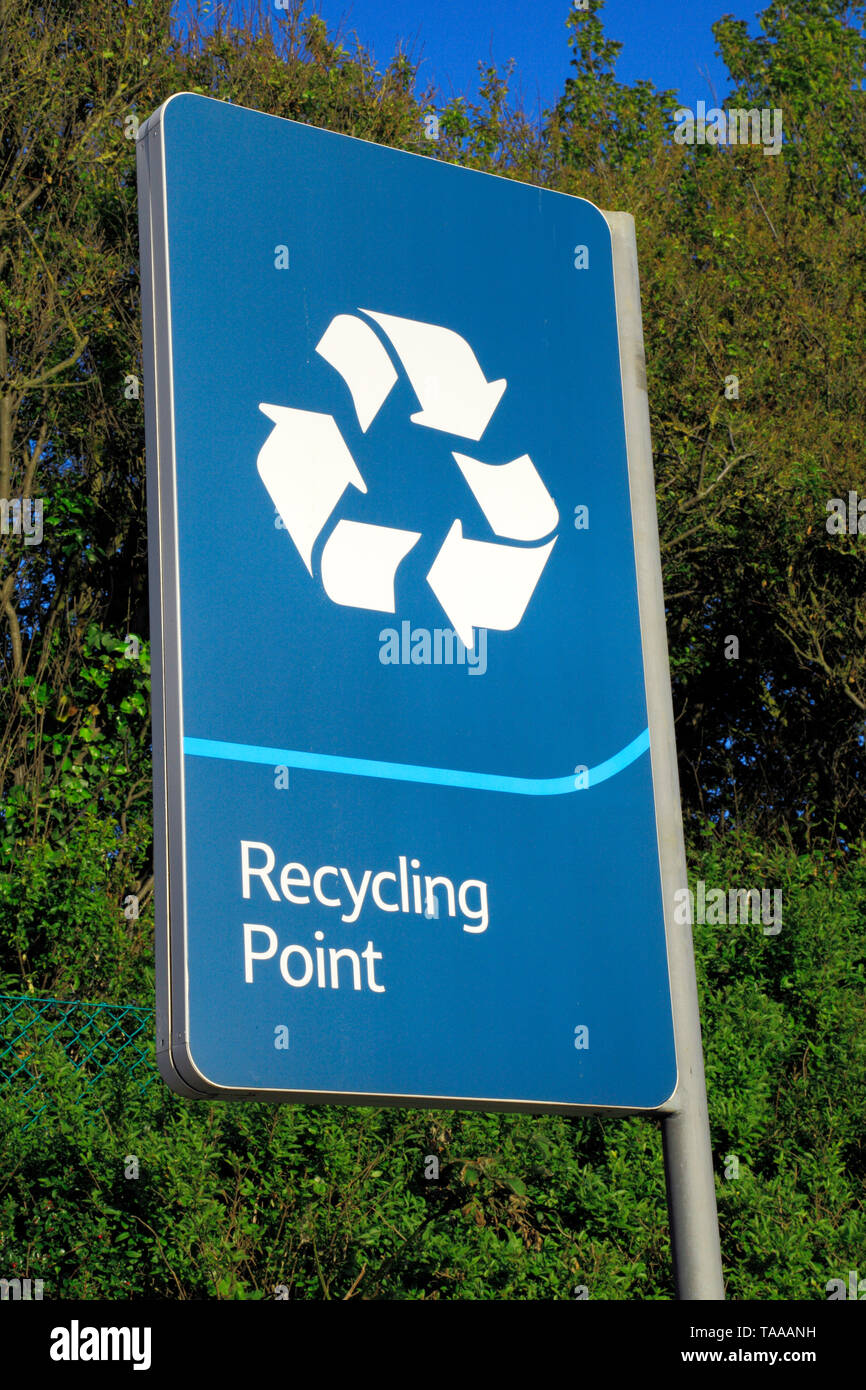 Recycling Point, Sign, UK Stock Photo Alamy