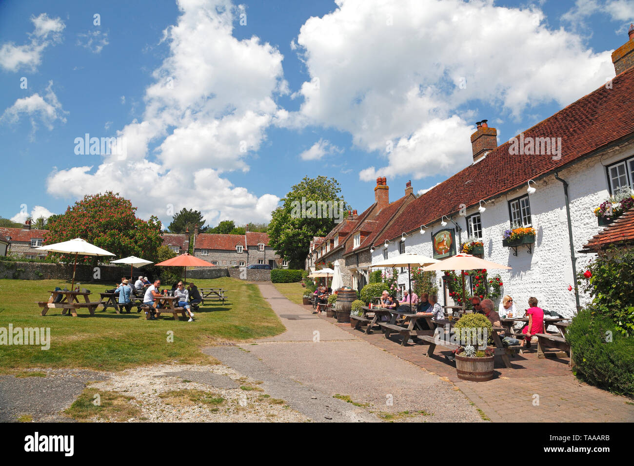 The picturesque Tiger Inn at East Dean, East Sussex; popular with walkers and hikers on the South Downs, UK Stock Photo