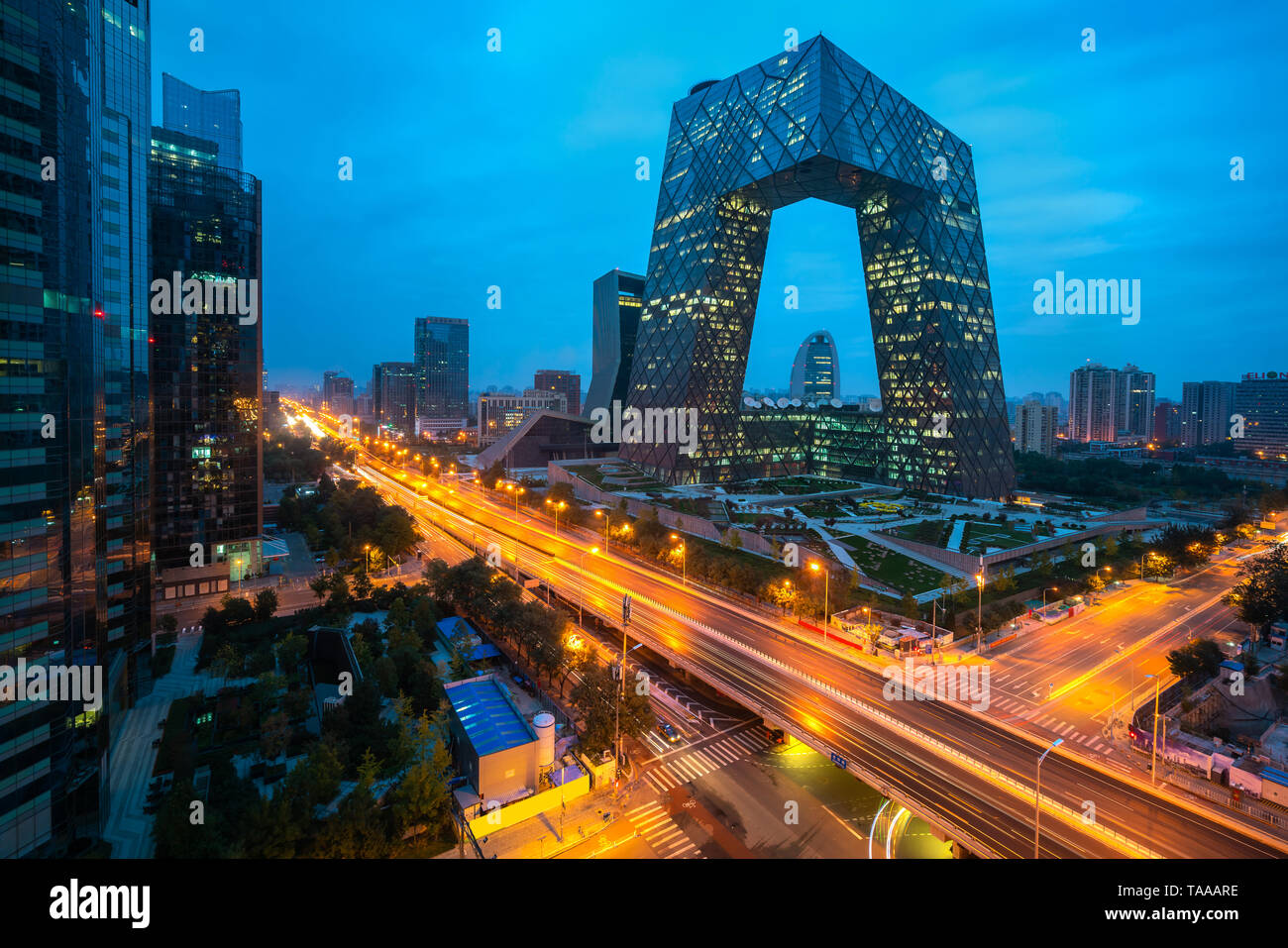 Beijing skyline at Chaoyang central business district in Beijing, China. Stock Photo