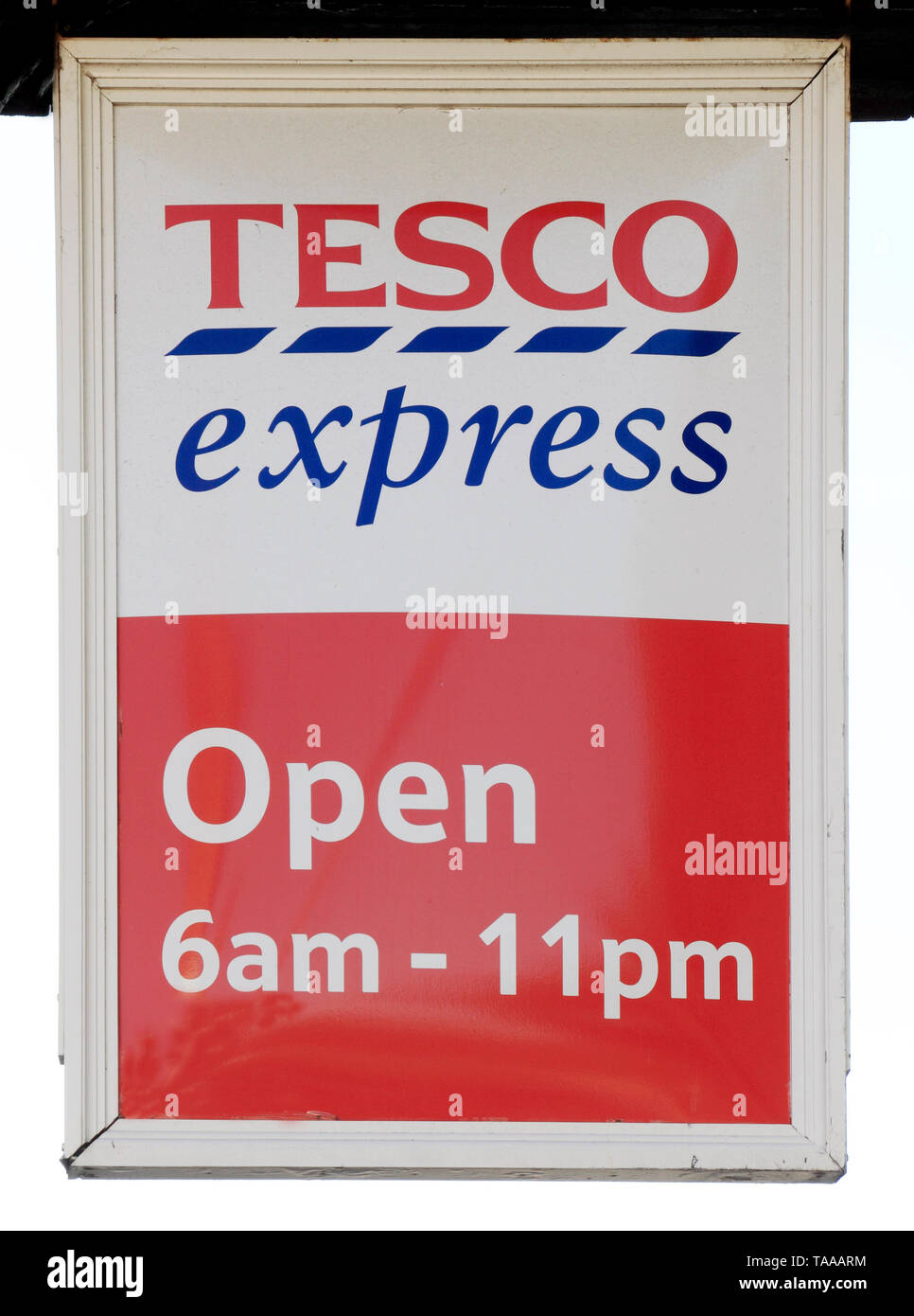 Tesco Express, sign, store, Heacham, Norfolk, UK, mini supermarket. Stock Photo
