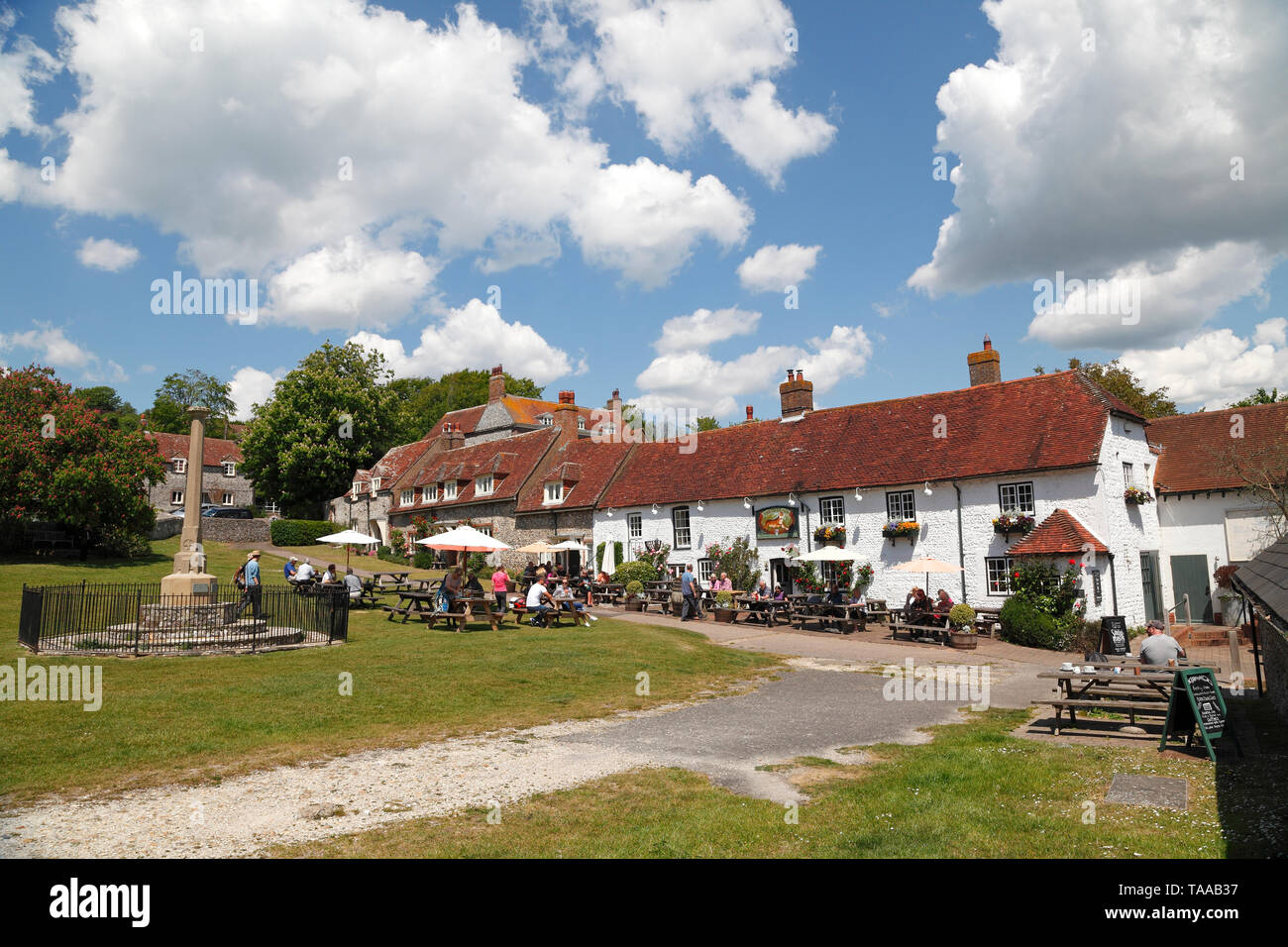 The picturesque Tiger Inn at East Dean, East Sussex; popular with walkers and hikers on the South Downs, UK Stock Photo