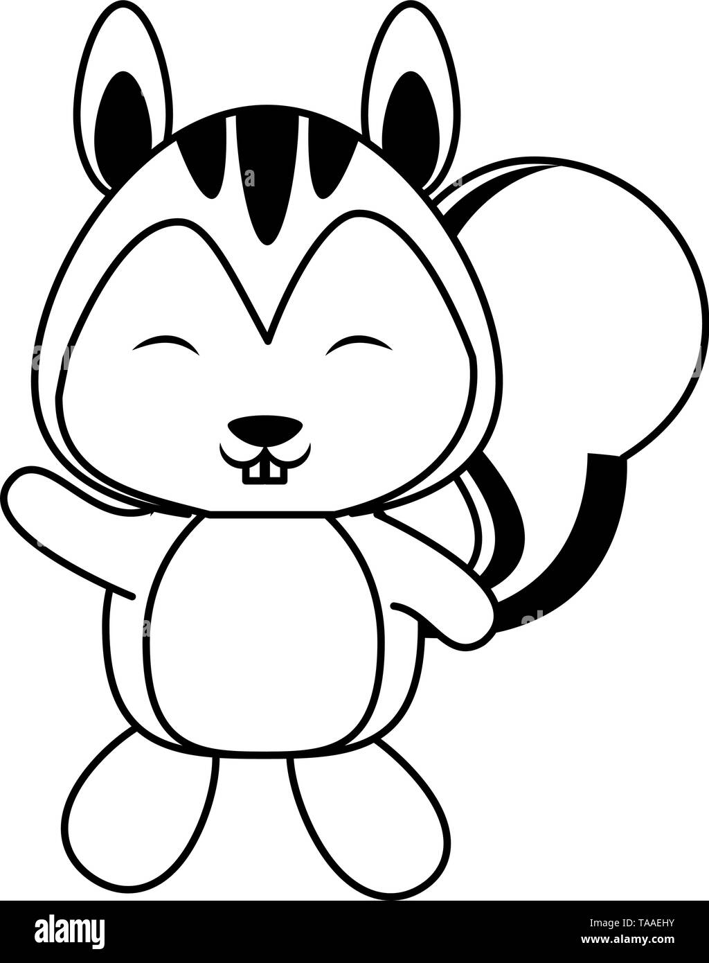 Cute Squirrel Animal Cartoon In Black And White Stock Vector Image Art Alamy