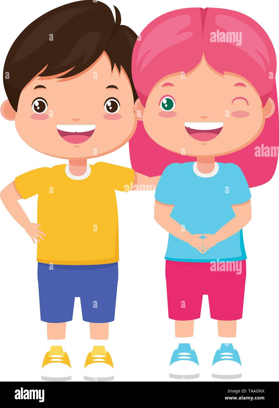 happy boy and girl Stock Vector Image & Art - Alamy