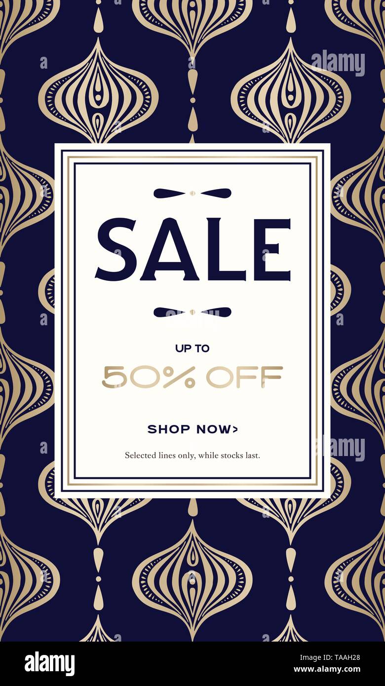Elegant Oriental Golden Handdrawn Ogee Vertical Rectangular Banner
