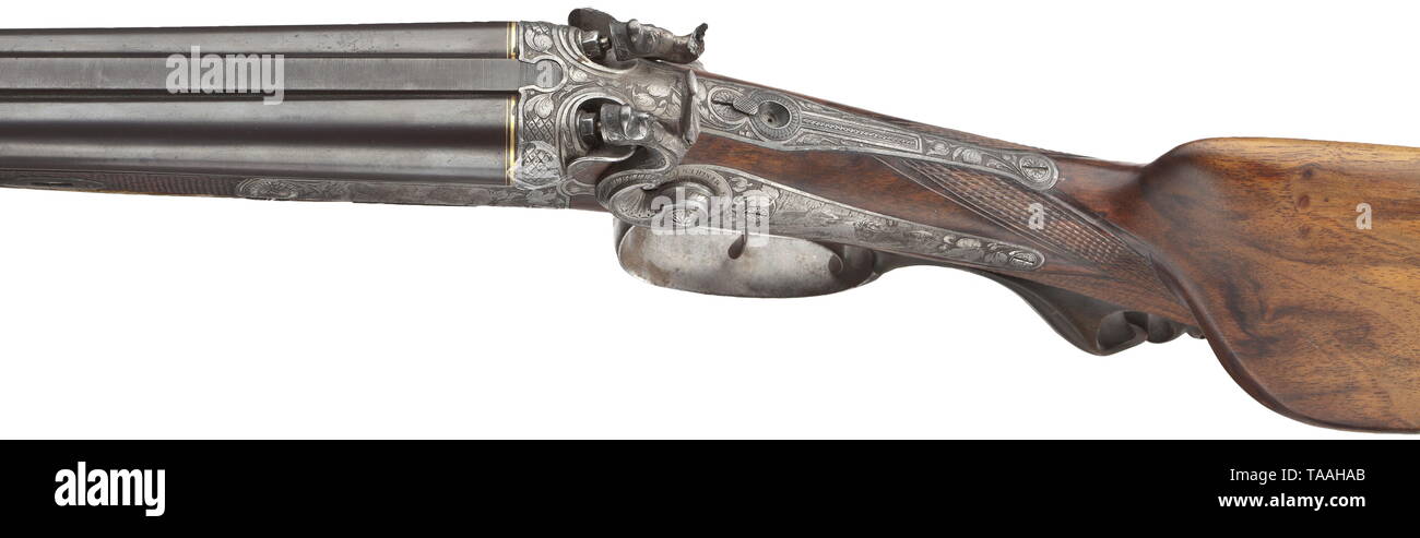 A Miller & Val. Greiss hammer double rifle, Munich, from the property of  His Royal Highness Prinzregent Luitpold Almost bright bores, length 60 cm.  Cal. 10.5 x 73 Miller & Greiss Magnum.