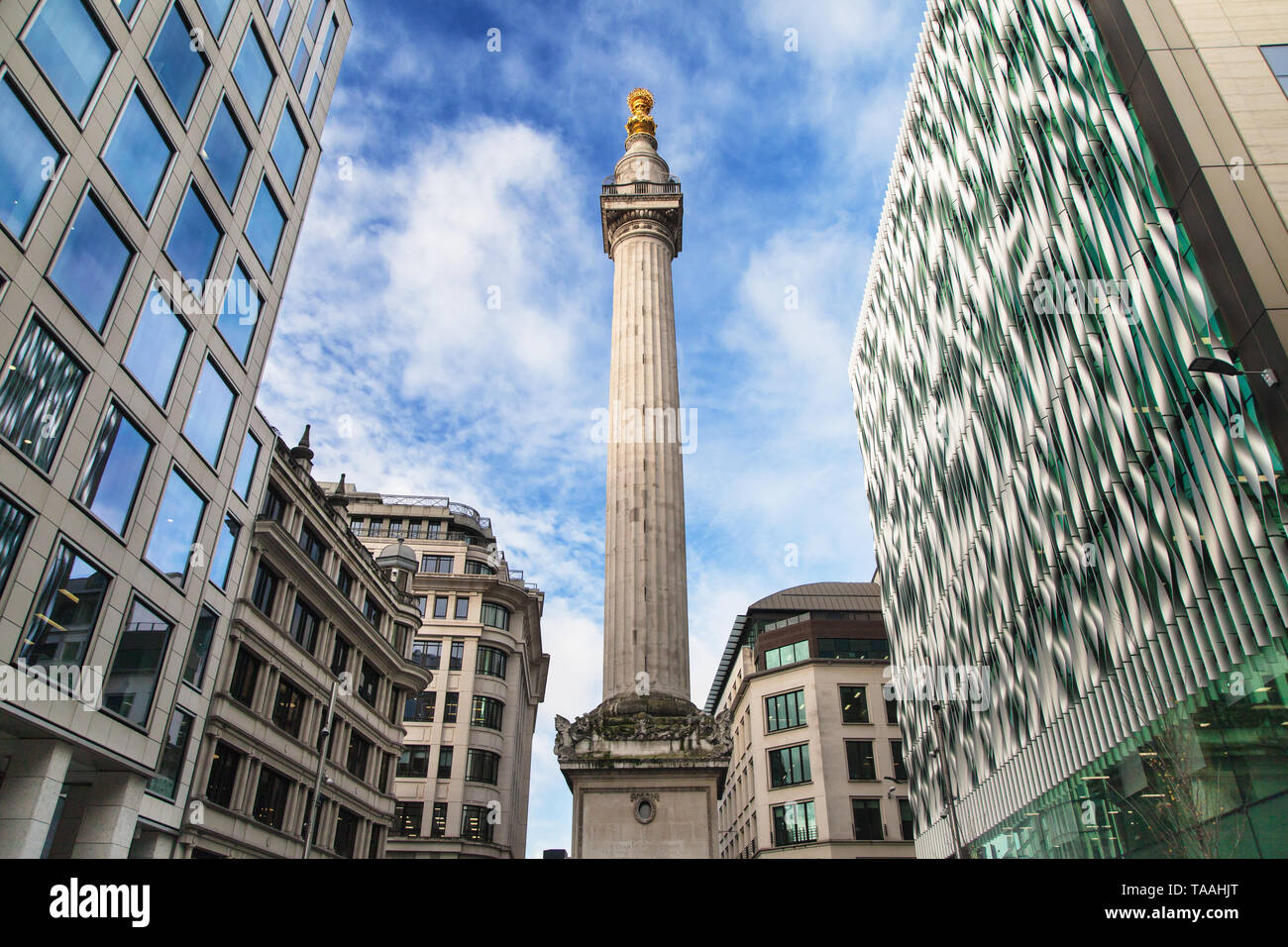 The Monument to the Great Fire of London, United Kingdom. Stock Photo