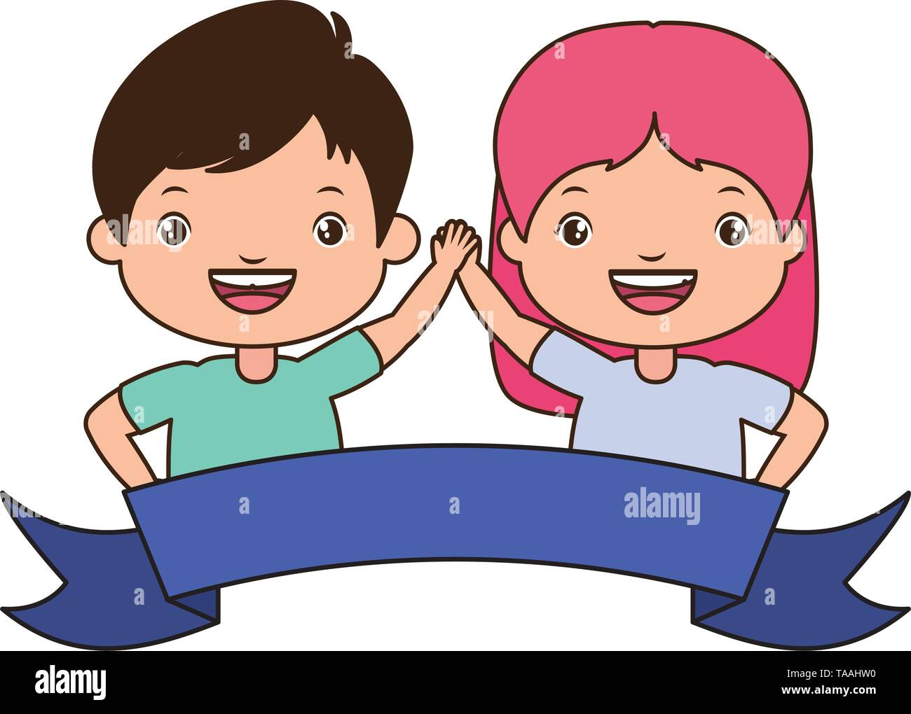 happy boy and girl Stock Vector Image & Art - Alamy