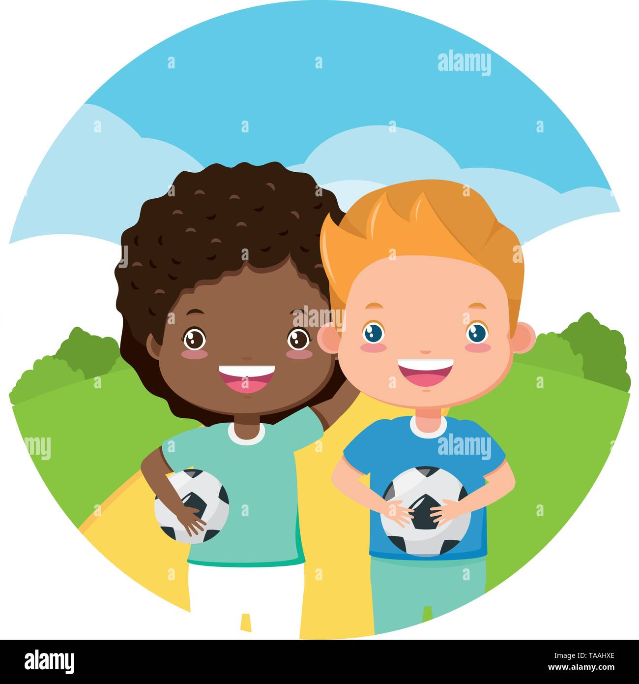 boys with soccer balls Stock Vector Image & Art - Alamy