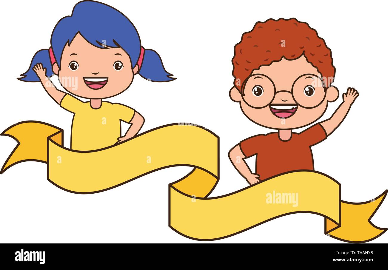 happy boy and girl Stock Vector Image & Art - Alamy