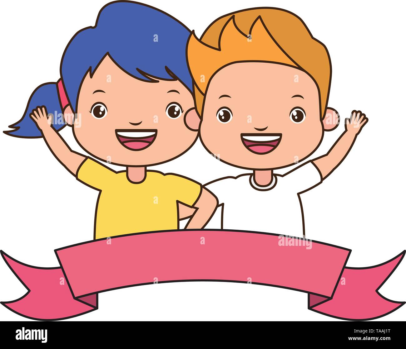 happy boy and girl Stock Vector Image & Art - Alamy