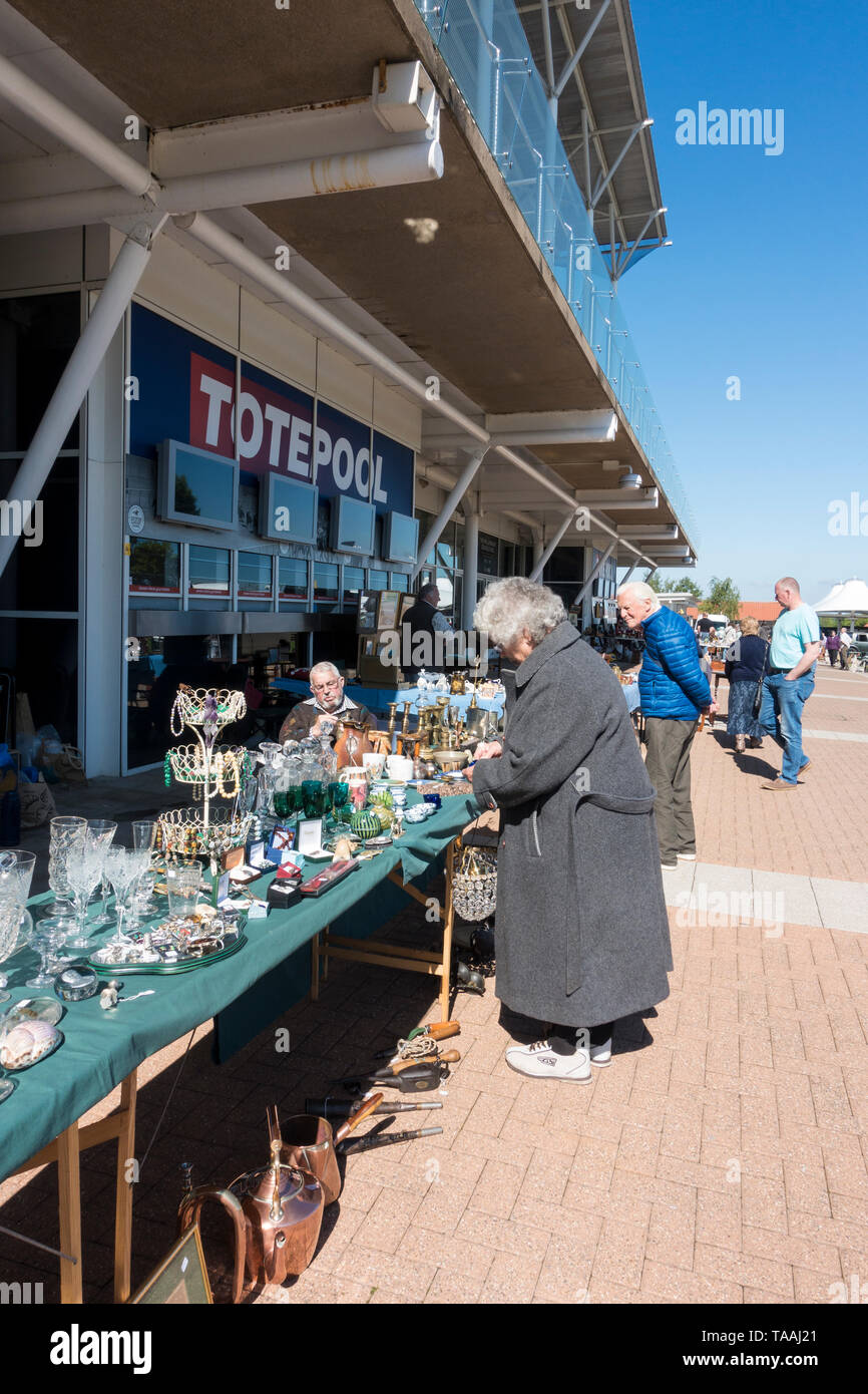 Antique fair stalls at Rowley Mile Racecourse Newmarket 2019 Stock Photo
