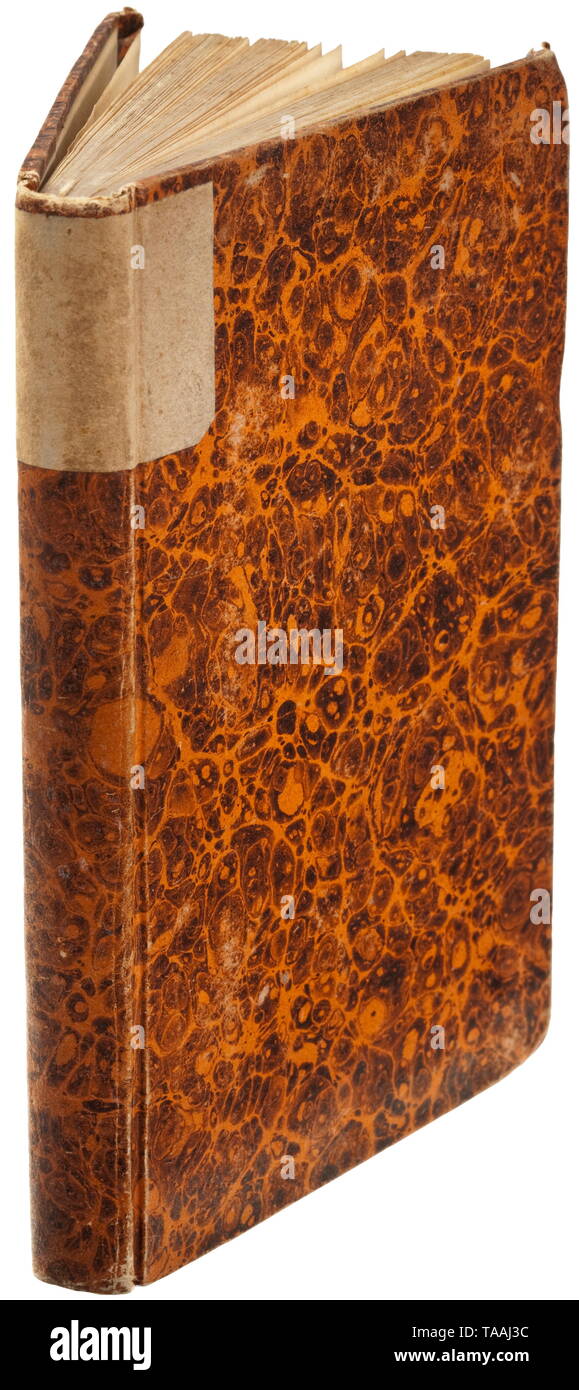 Carl von Clausewitz (1780 - 1831) - 'Der Feldzug von 1813 bis zum Waffenstillstand' (tr. 'The campaign of 1813 that ended with armistice'), edition 1813 81 pages with contemporary marbled cardboard binding, circa 17.5 x 11.5 cm. First of only four editions, all of them published during the author's lifetime. For a long time Gneisenau was supposed to be the author of this document, whereas it was in fact written by Clausewitz. All other writings of C. were published after his death, among them the legendary 'Vom Kriege' ('On War'). The volume at h, Additional-Rights-Clearance-Info-Not-Available Stock Photo