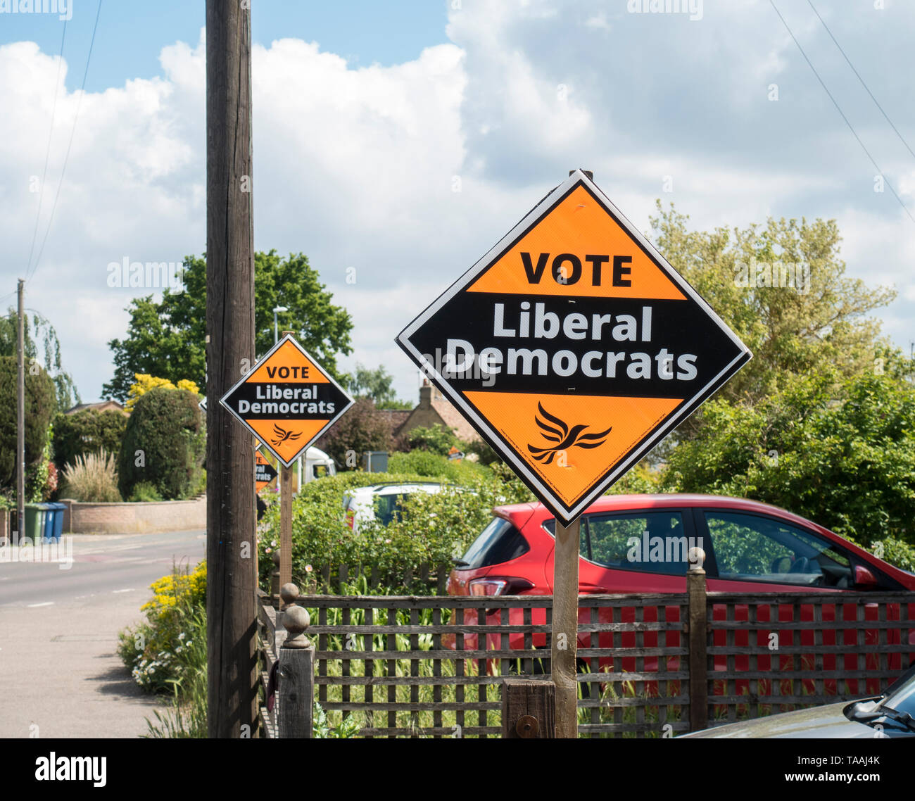 Vote for Liberal Democrats sign for Euro MEP elections Milton Cambridge May 2019 Stock Photo