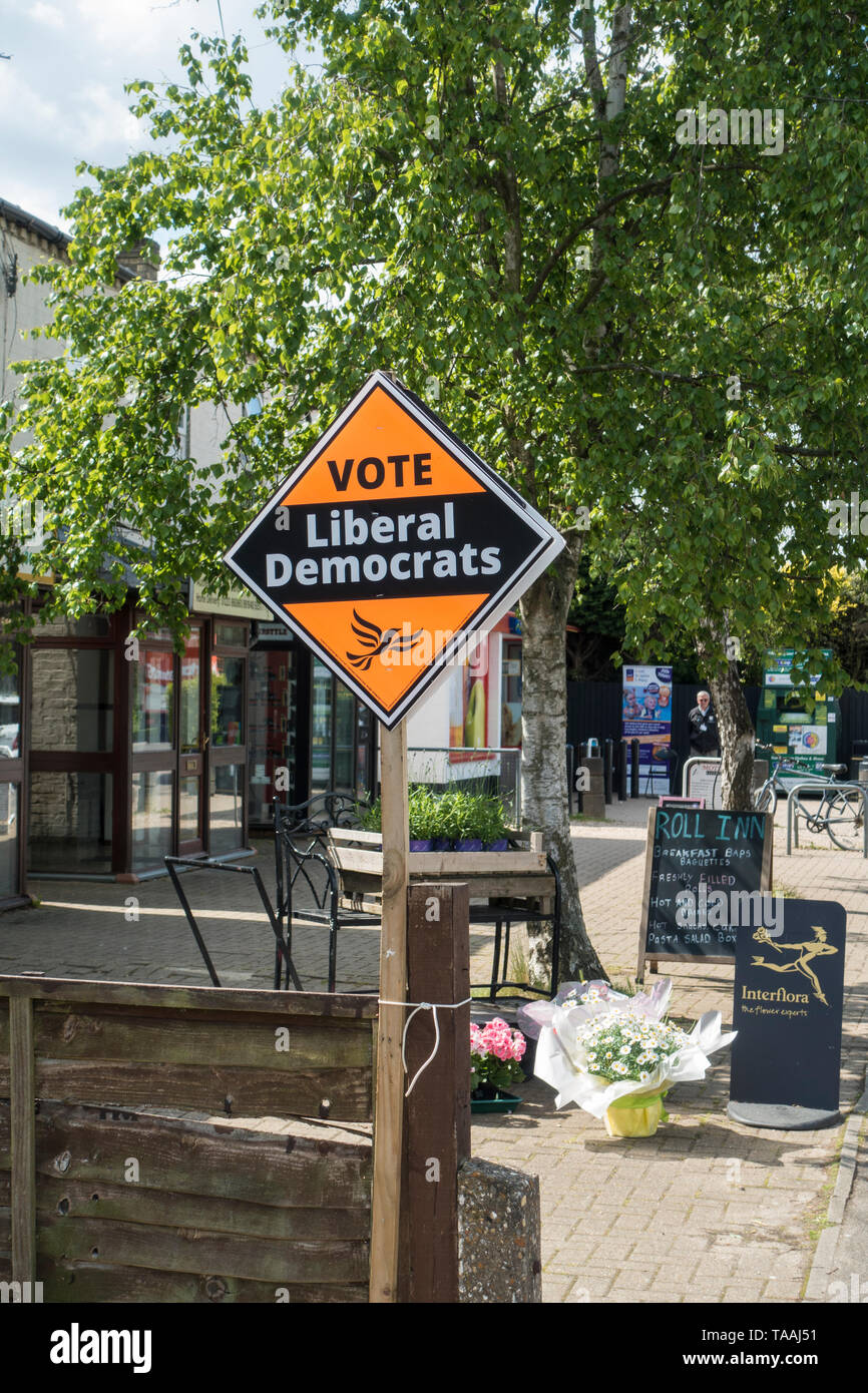 Vote for Liberal Democrats sign for Euro MEP elections Milton Cambridge May 2019 Stock Photo