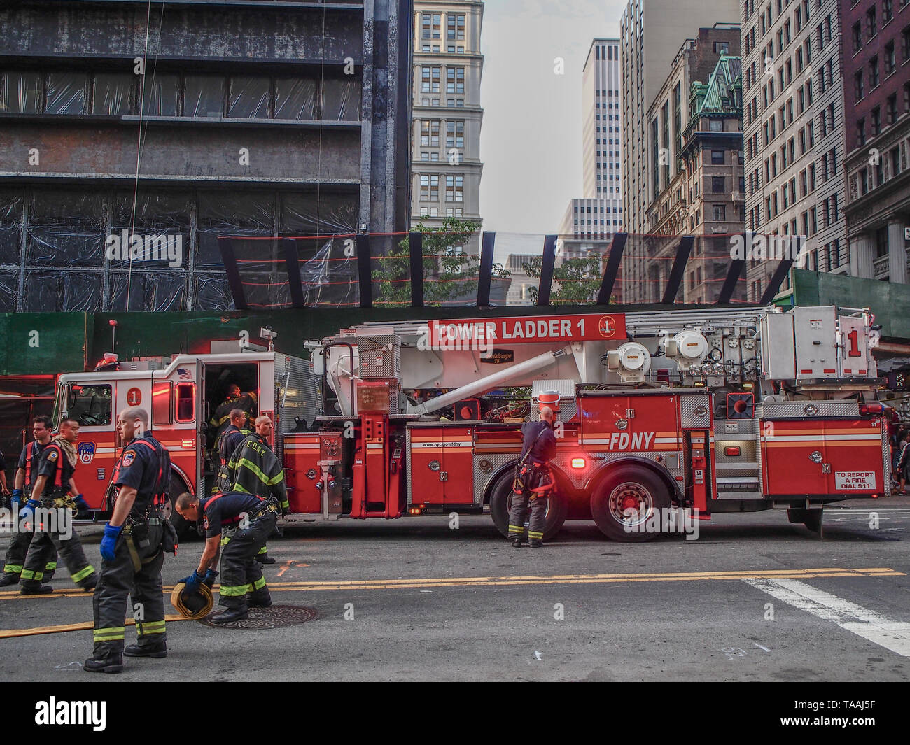 New York United States, May 25, 2015 New York firefighters working