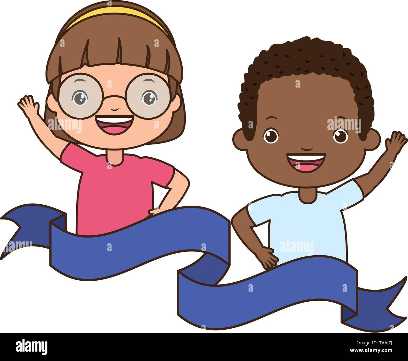 happy boy and girl Stock Vector Image & Art - Alamy