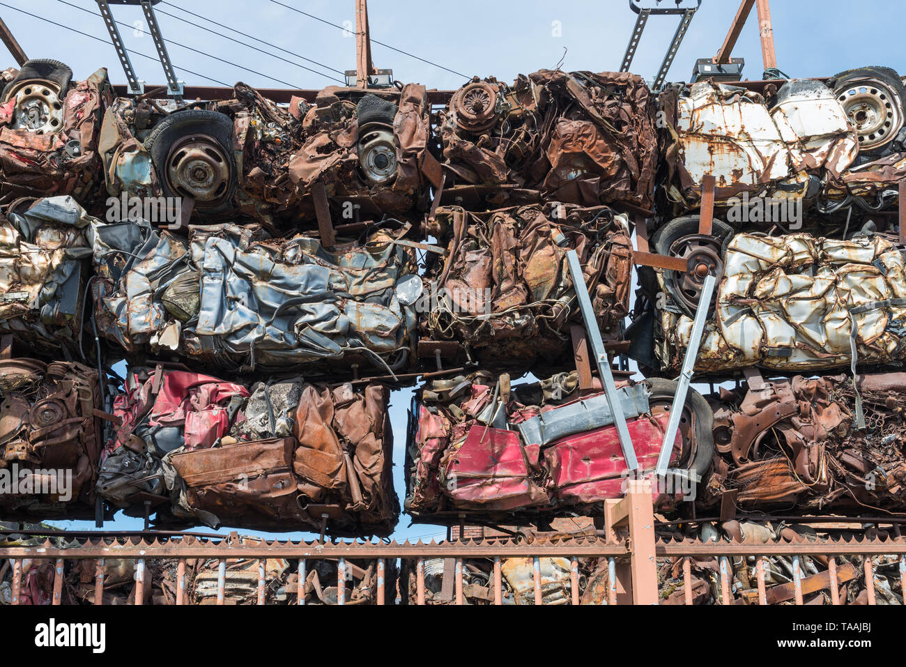Car park wall made from crushed cars in Digbeth, Birmingham, UK Stock ...