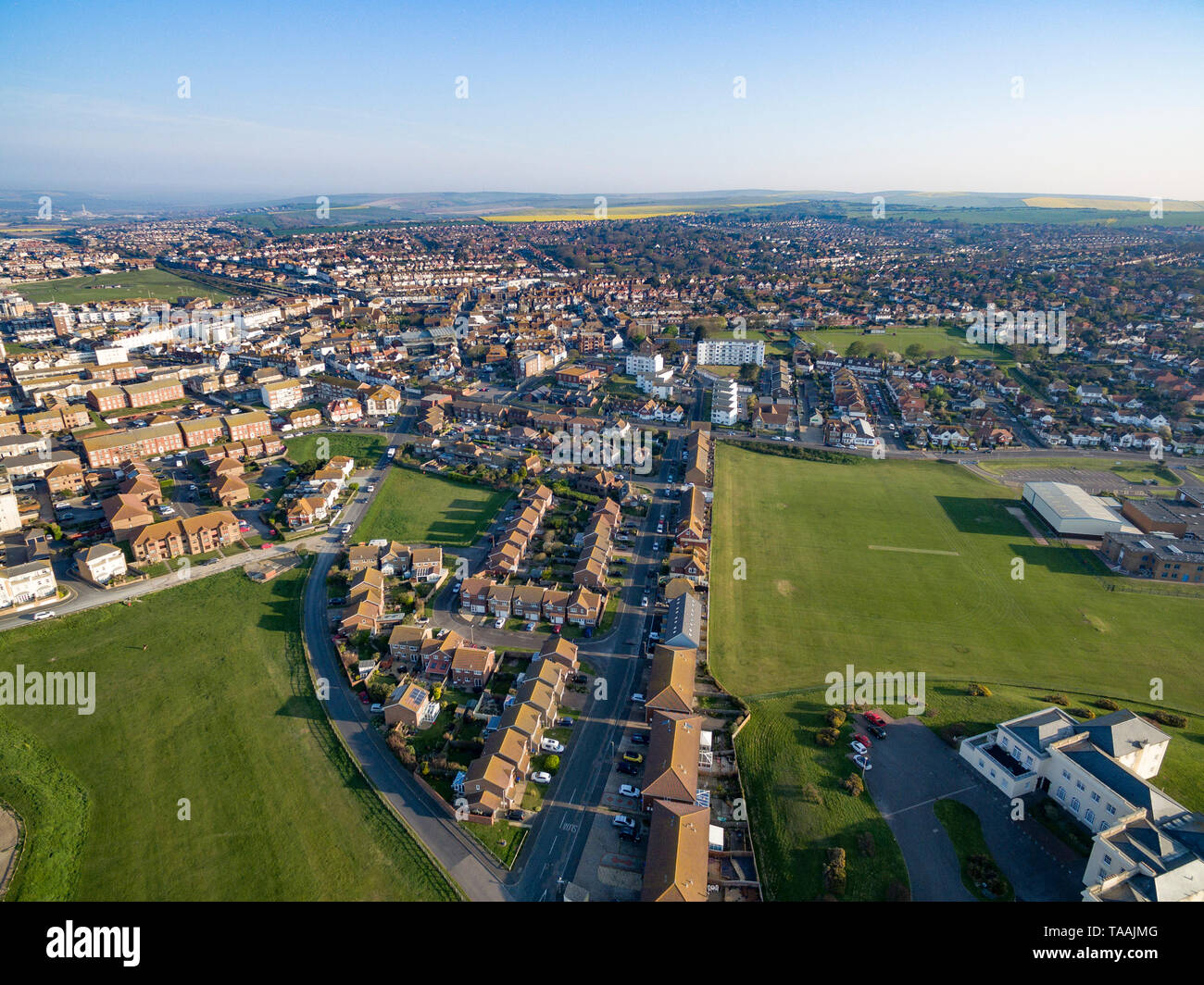 Aerial views of Seaford, East Sussex, UK Stock Photo