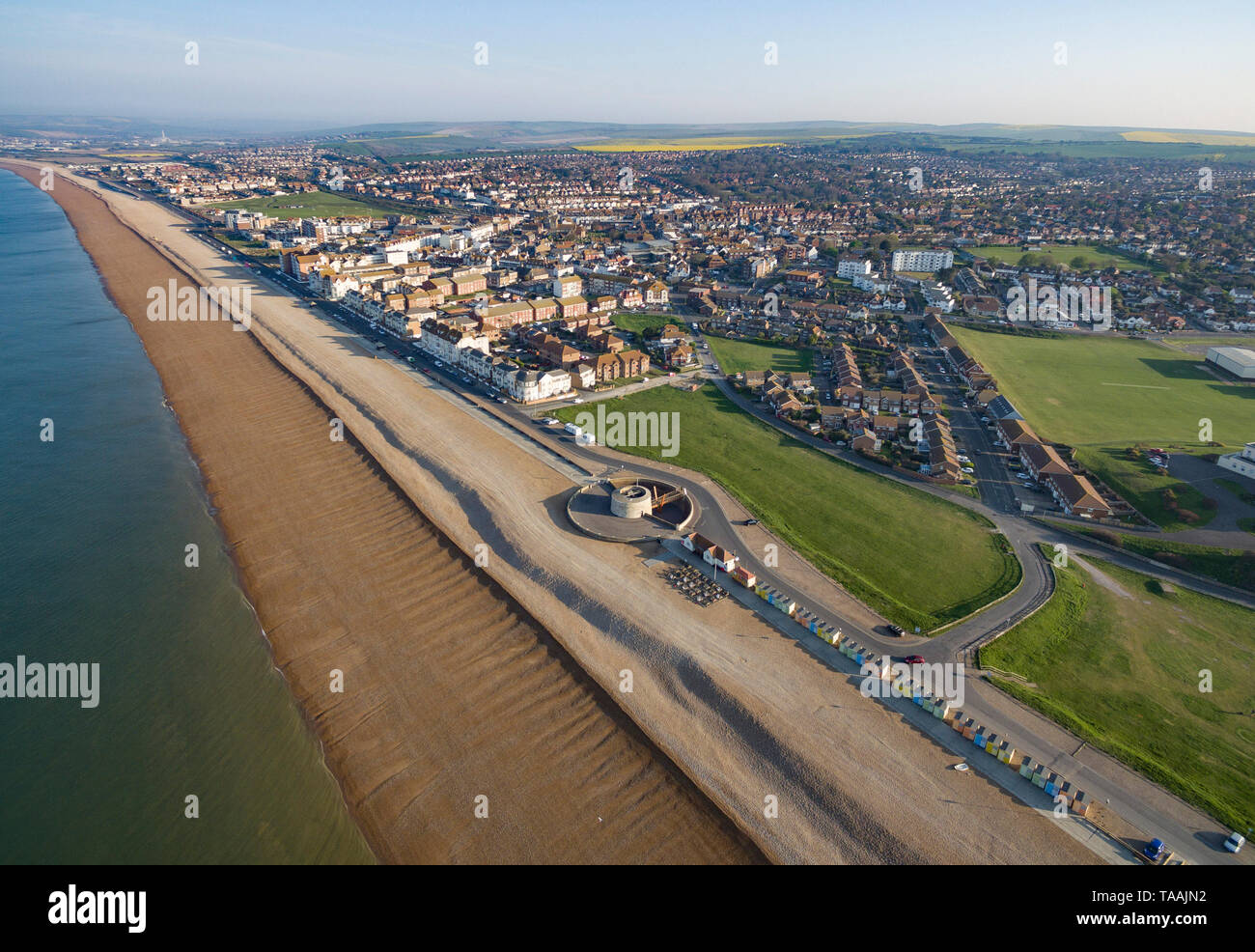 Aerial views of Seaford, East Sussex, UK Stock Photo