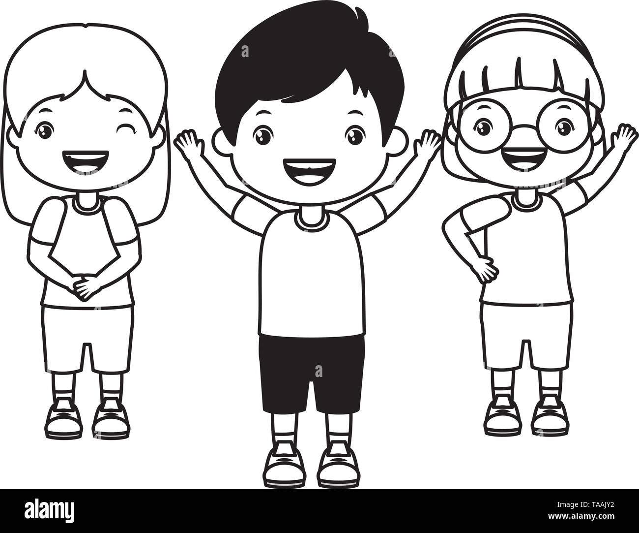 boy and girls happy cartoon Stock Vector Image & Art - Alamy
