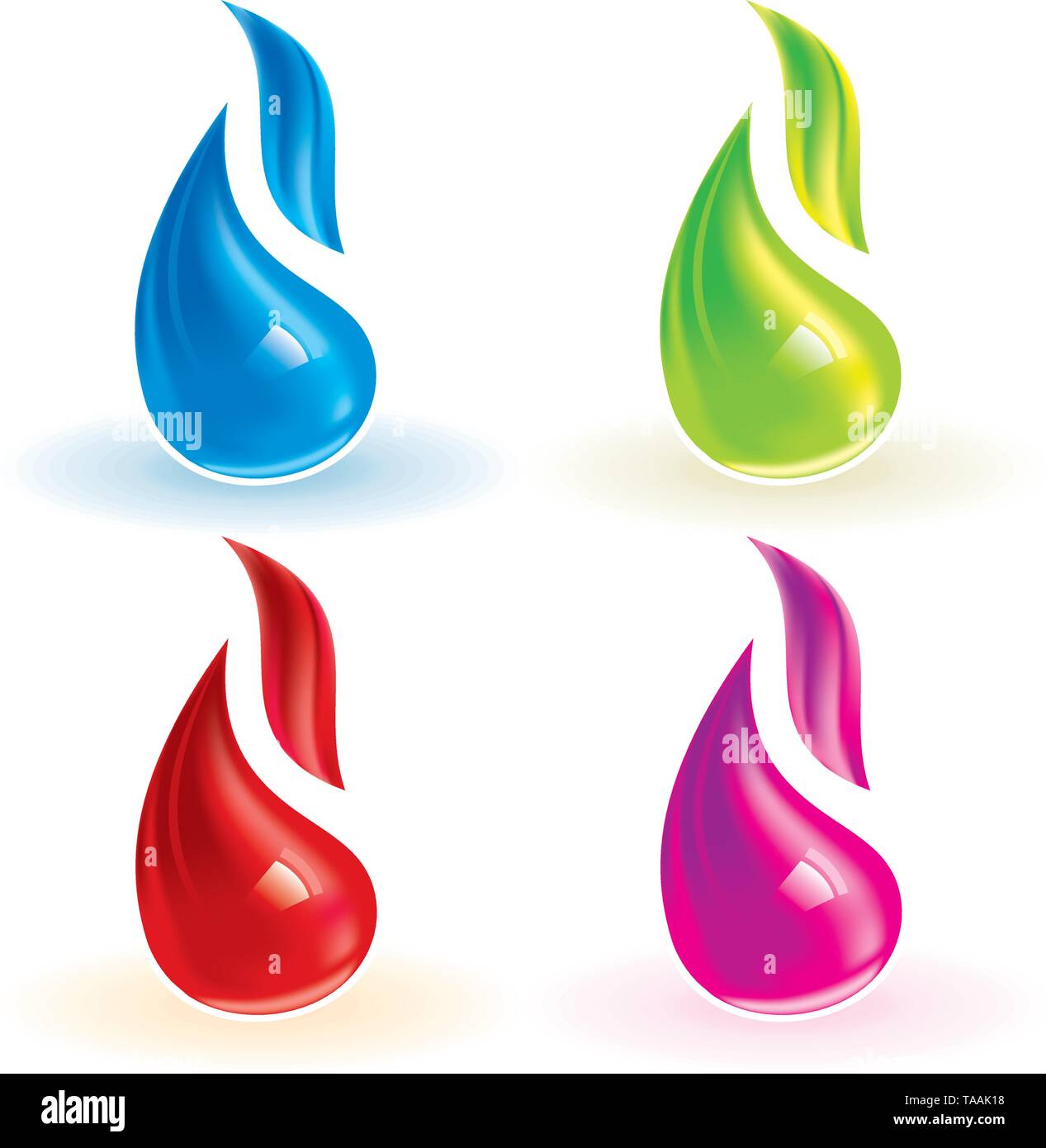 Vector illustration of four flame icons in different colors. Stock Vector