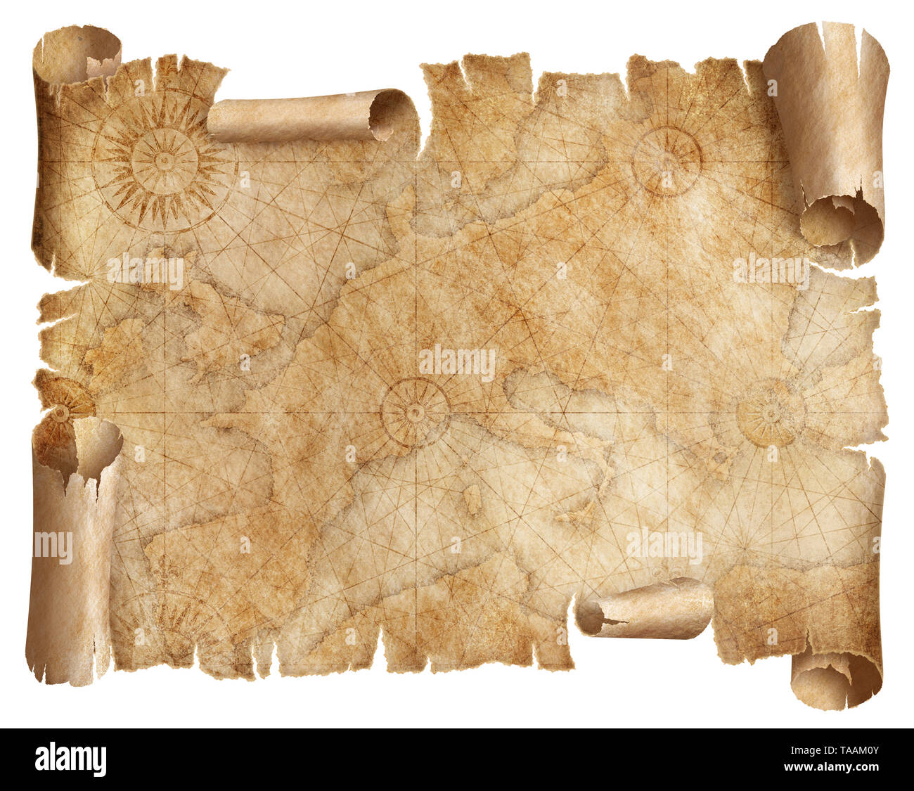 Vintage Europe map parchment isolated on white. Based on image furnished from NASA. Stock Photo