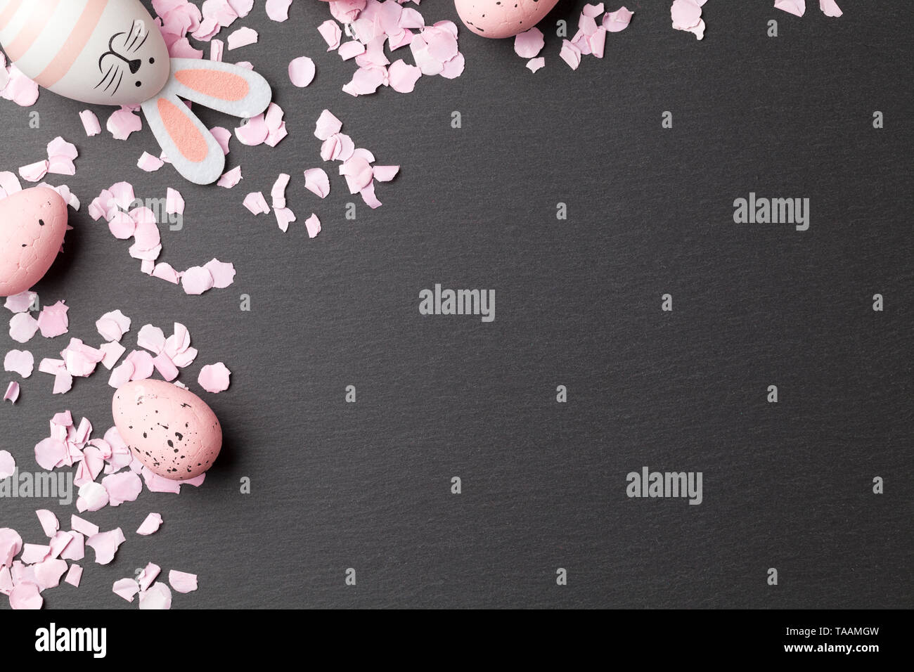 Happy easter background with easter bunny and easter eggs Stock Photo