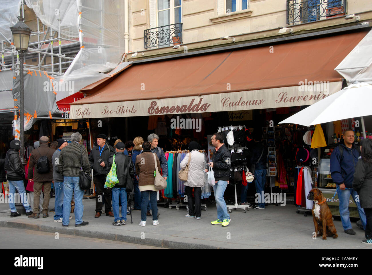 People outside souvenir shop, Paris, France Stock Photo