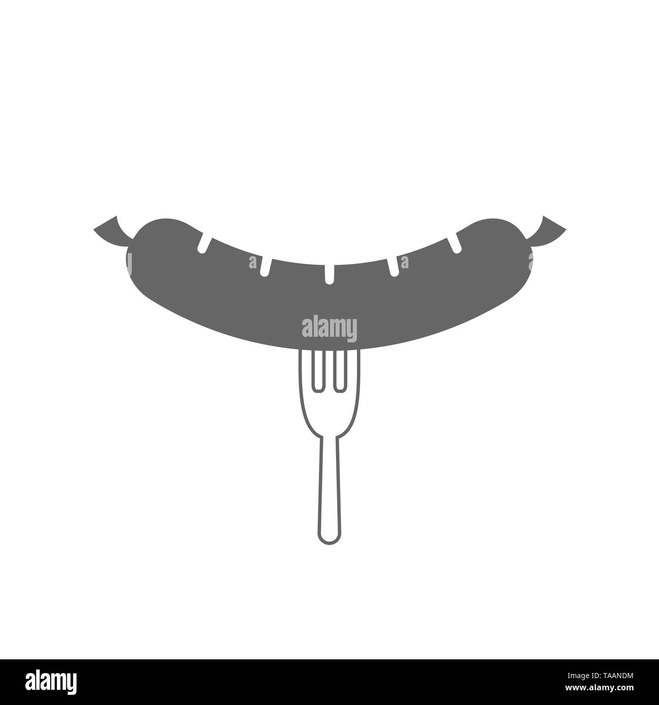 Fork with sausage icon. BBQ ana barbecue concept symbol Stock Vector