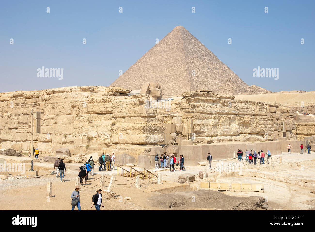 The Great Pyramids of Giza have been wonders of the world ever since their construction began 4,500 years ago, during the Fourth Dynasty of the Old Ki Stock Photo