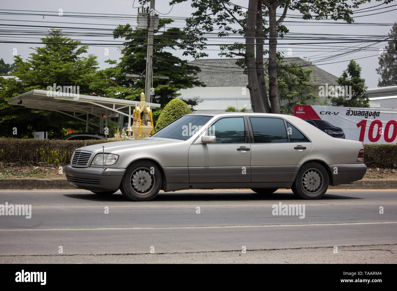 Chiangmai, Thailand - April 30 2019:  luxury car  Mercedes Benz S500. Photo at radial road no.1001 north of chiangmai city. Stock Photo