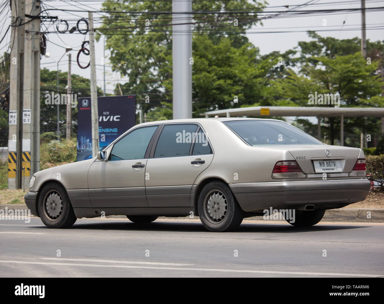 Chiangmai, Thailand - April 30 2019:  luxury car  Mercedes Benz S500. Photo at radial road no.1001 north of chiangmai city. Stock Photo