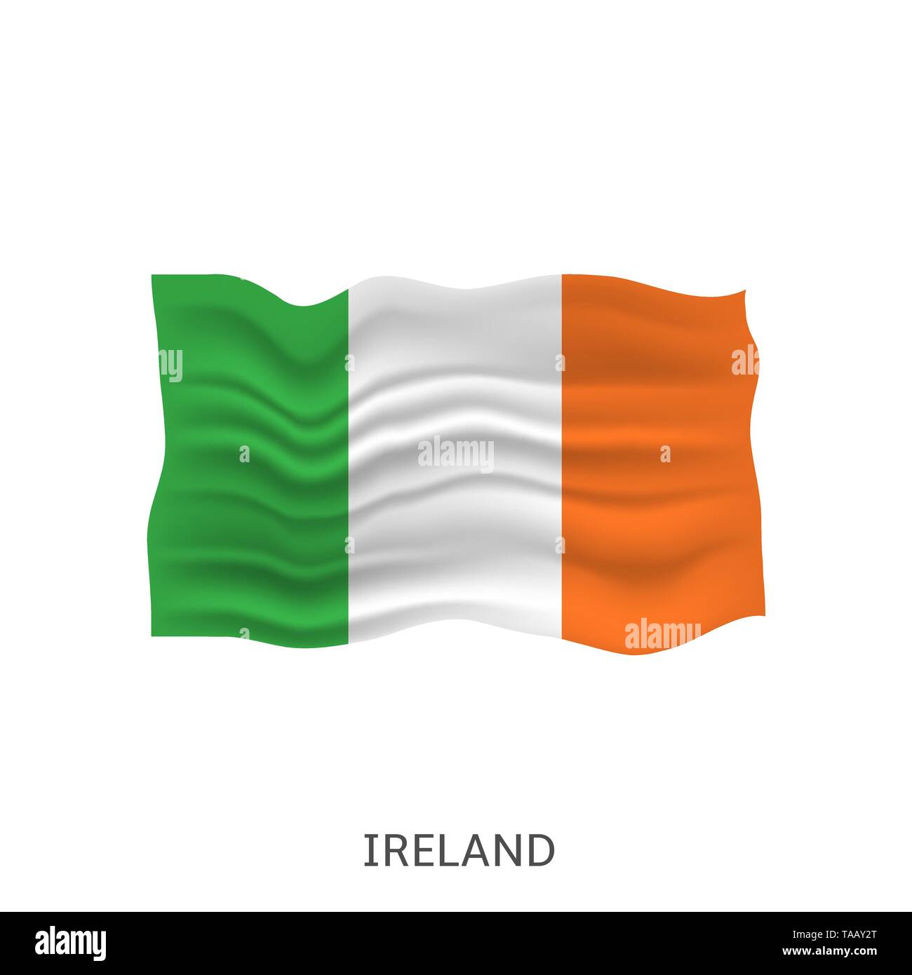 Flag of Ireland. Irish Waving flag, Vector illustration Stock Vector