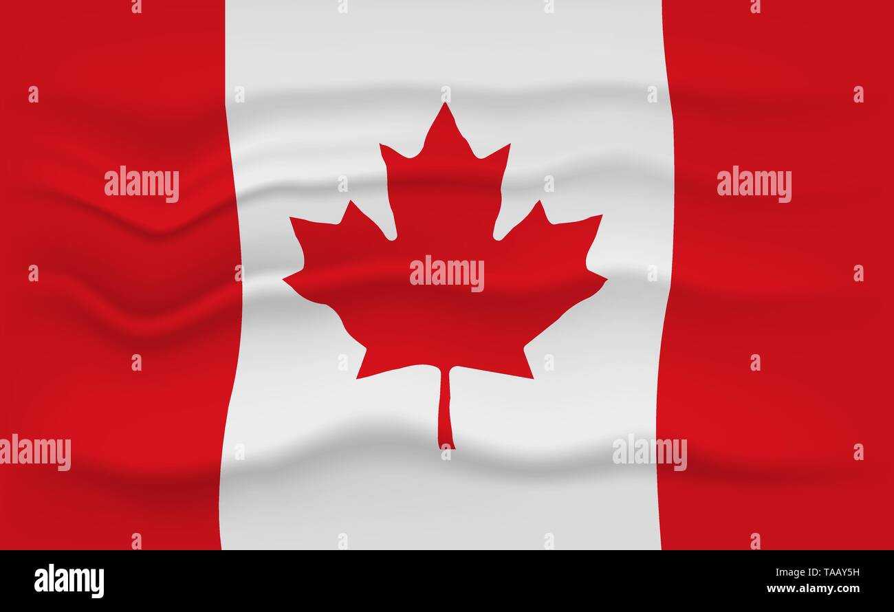 Flag of Canada. Canadian Waving flag, Vector illustration Stock Vector