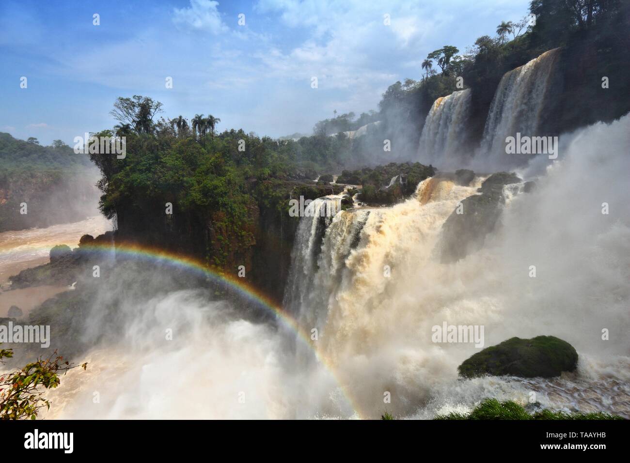 Iguazu Falls - waterfalls on Brazil and Argentina border. National park and UNESCO World Heritage Site. Seen from Argentinian side. Stock Photo