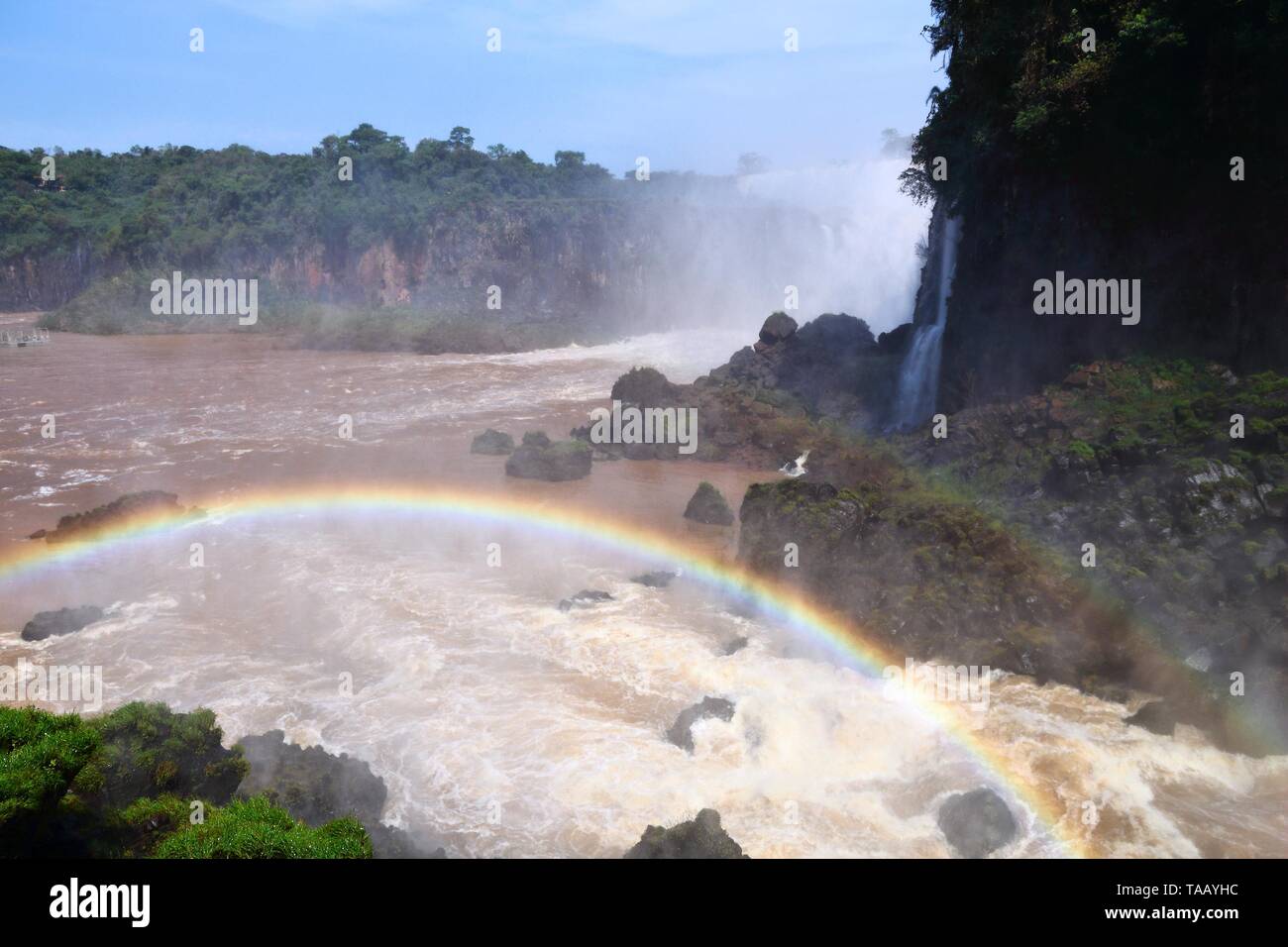Iguazu Falls - waterfalls on Brazil and Argentina border. National park and UNESCO World Heritage Site. Seen from Argentinian side. Stock Photo