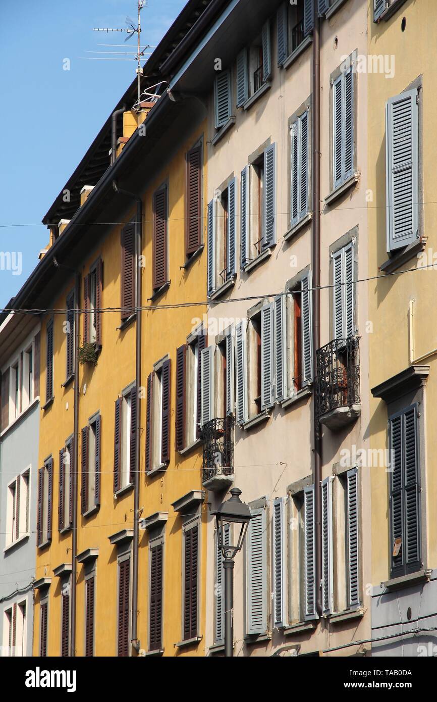 Bergamo in Lombardy, Italy - old residential architecture. Stock Photo