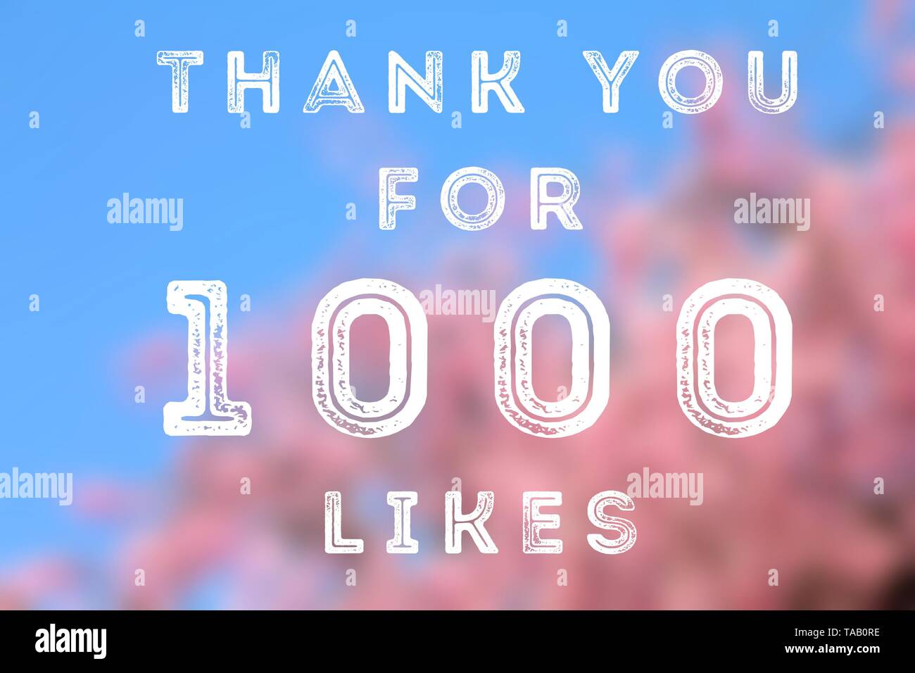 1000 likes - social media achievement. Company online community thank you note. 1k follows. Stock Photo