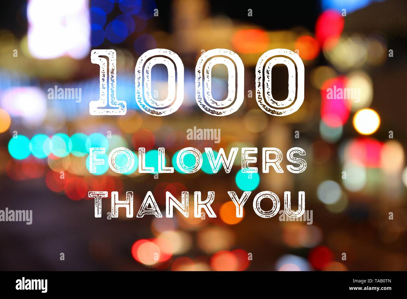 1000 followers - social media milestone achievement. Online community thank you note. 1000 likes. Stock Photo