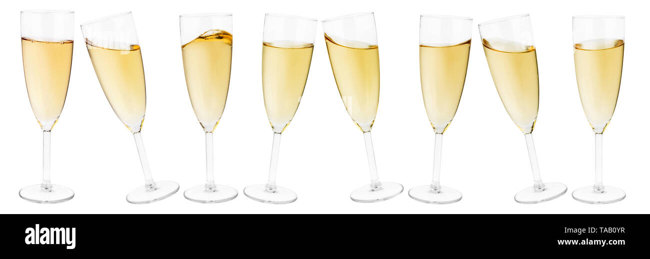 sparkling wine glasses on white background Stock Photo