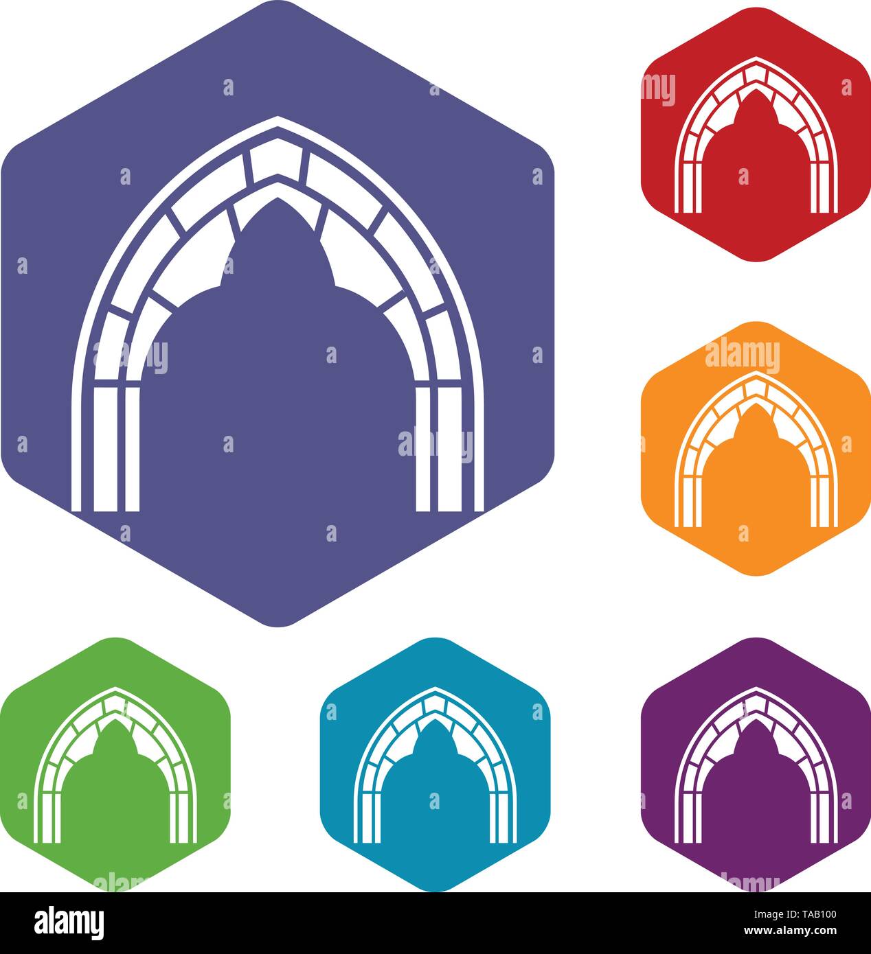 Construction arch icons vector hexahedron Stock Vector