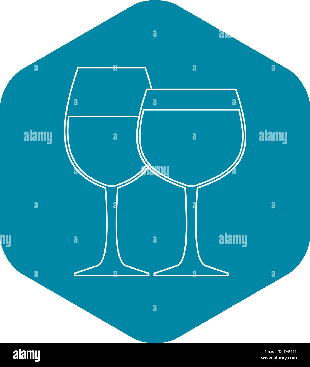 Two wine glasses icon, outline style Stock Vector
